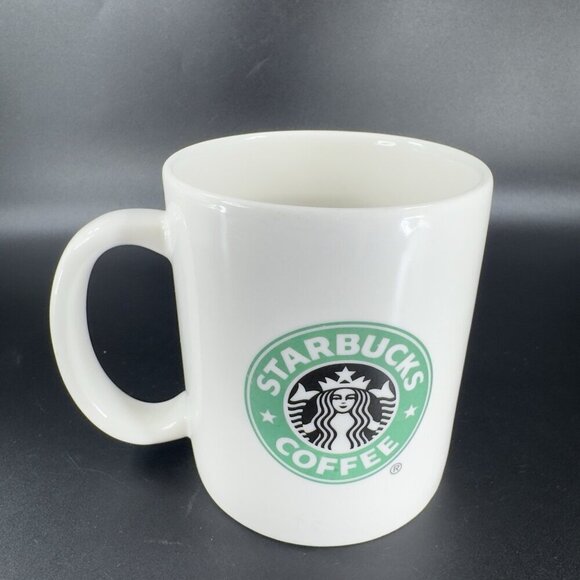 2004 STARBUCKS 12 Oz Coffee Mug Cup Green Black White Older Mermaid Logo Ceramic - Picture 9 of 10